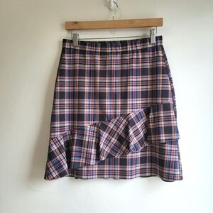 MARC CAIN SPORTS Plaid Tartan Ruffle Mini Skirt N2 Small